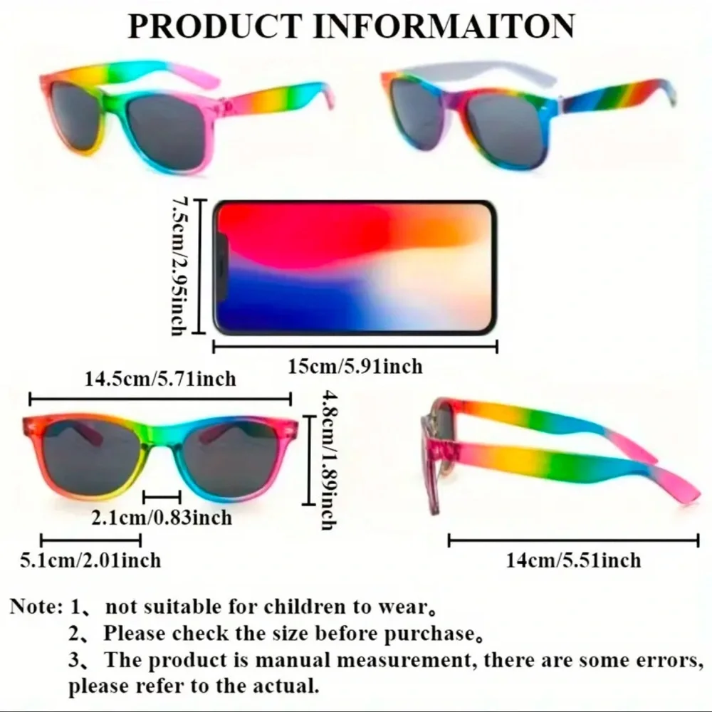Sunglasses, Rainbow Colored Frames, NEW